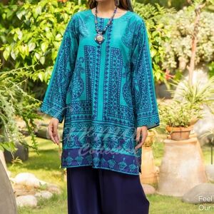 Teal and Navy Women's Top